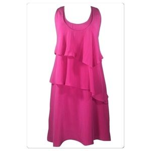 JONESY Asymmetrical Ruffle Tiered Silk Dress size XS